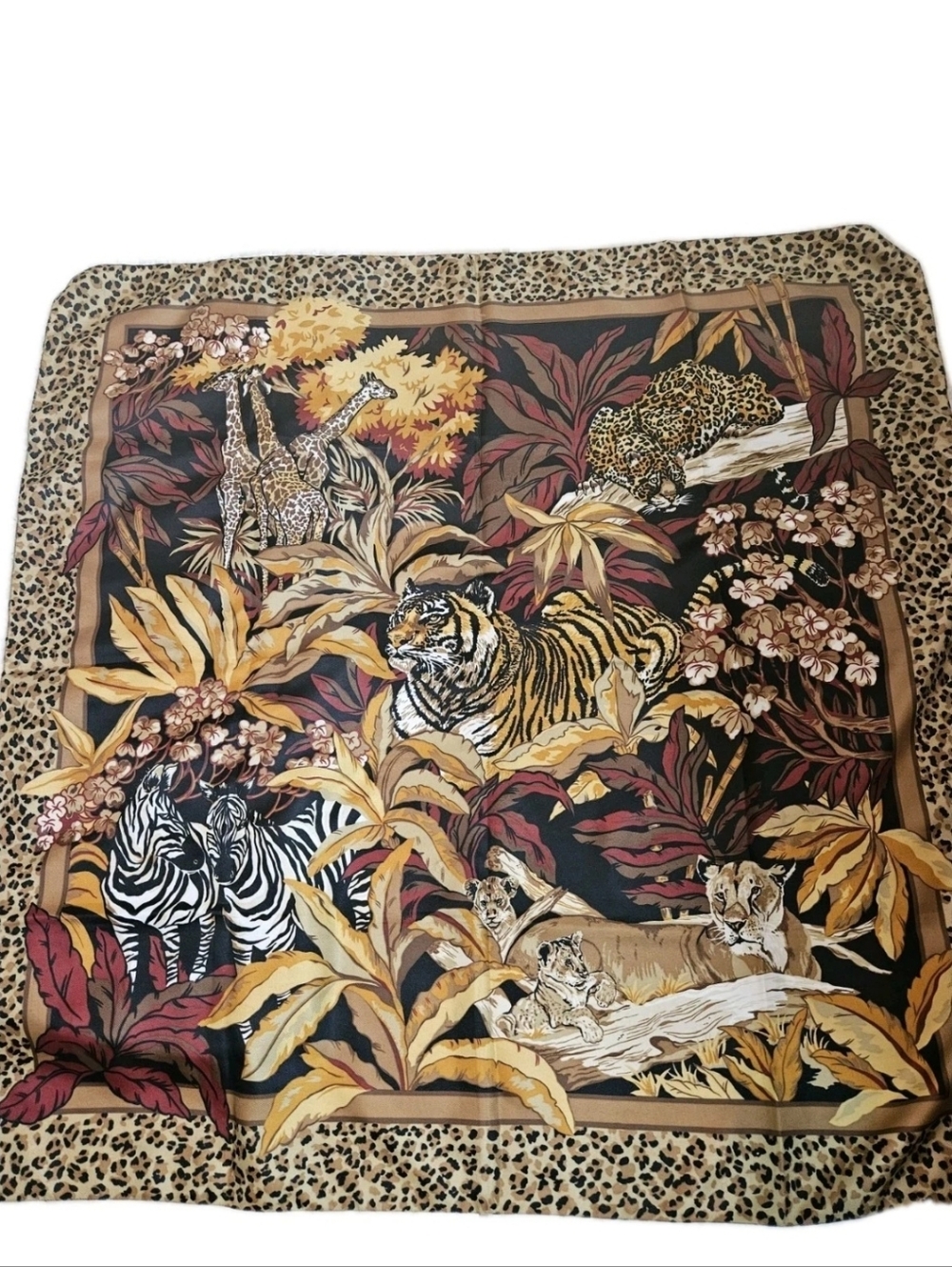 Vintage Avon Jungle Animal Scarf 34x34 Italy